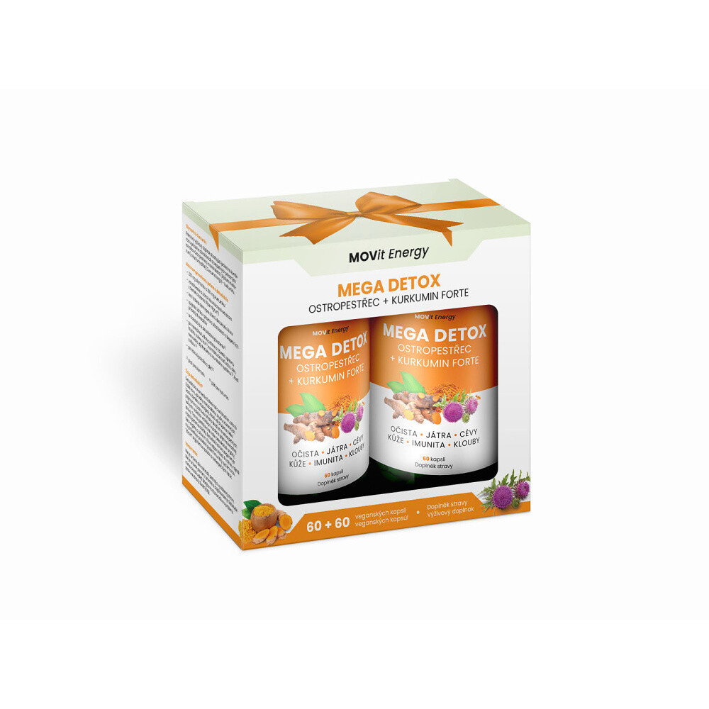 MOVIT ENERGY Mega detox pestrec + kurkumín forte DARČEKOVÉ balenie 60 + 60 vegánskych kapsúl