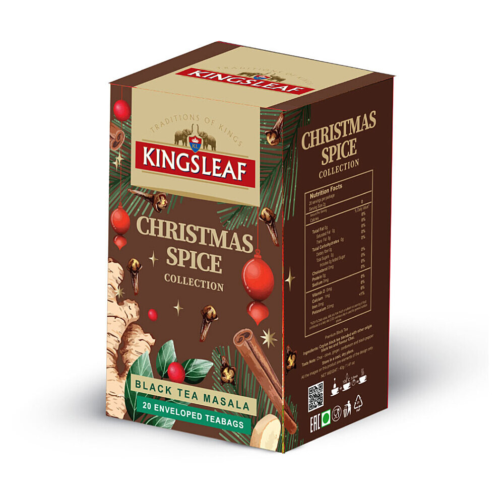 KINGSLEAF Xmas black masala čierny čaj 20 sáčkov