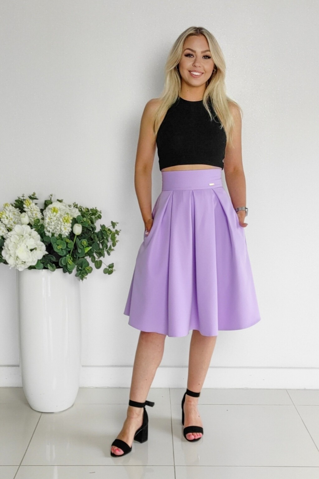 Parisse Svetlofialová áčková krátka sukňa Veľkosť: XS