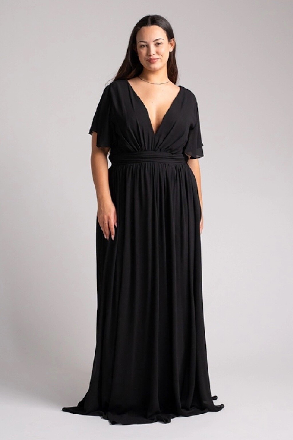 Eva & Lola Čierne šifónové šaty s voľnými rukávmi Veľkosť: S