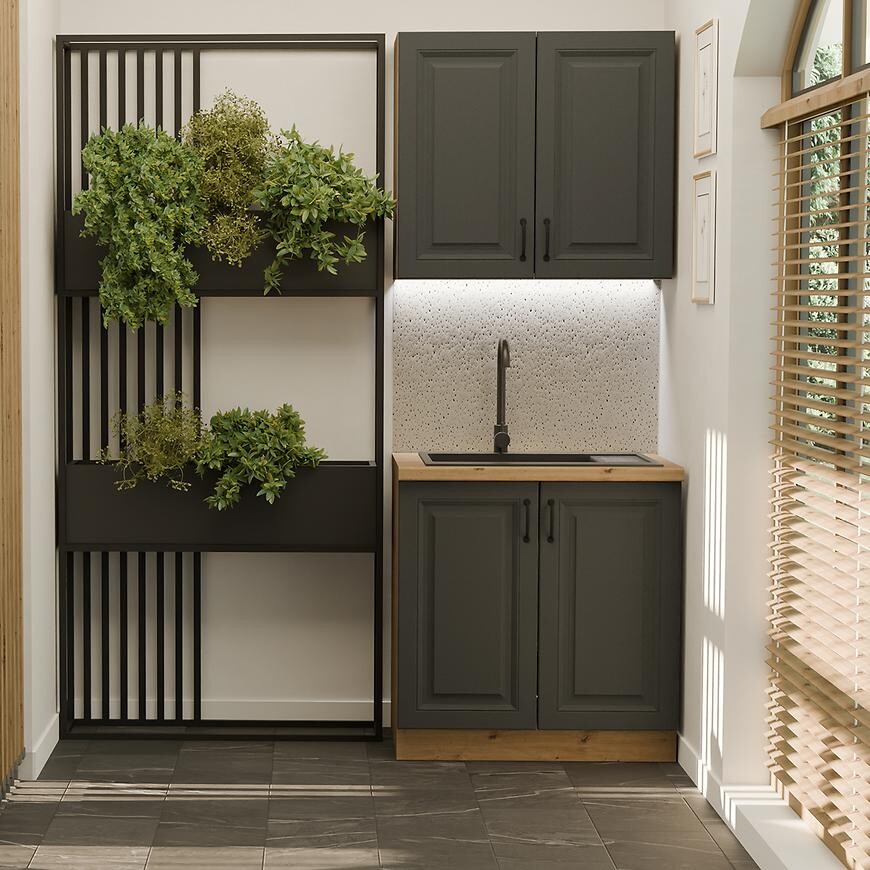 Kuchynská Linka Stilo Grafit/Artisan 80 cm bez pracovnej dosky