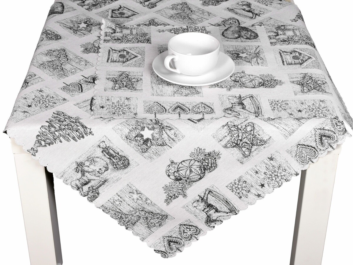 Obrus gobelinový vianočný, Vianočné ozdoby, šedý