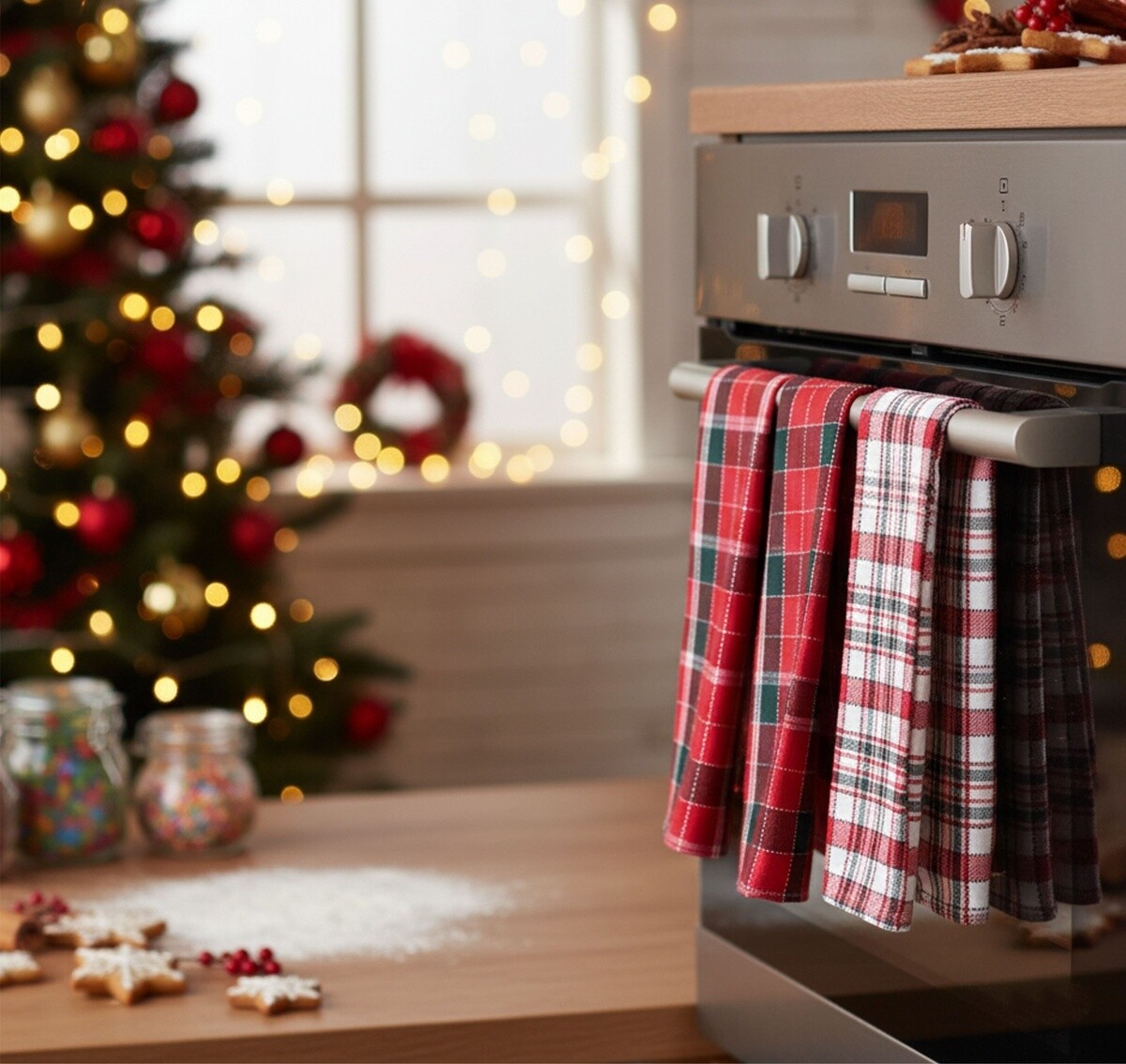 Utierka bavlnená, Horské červené káro, komplet 3 ks