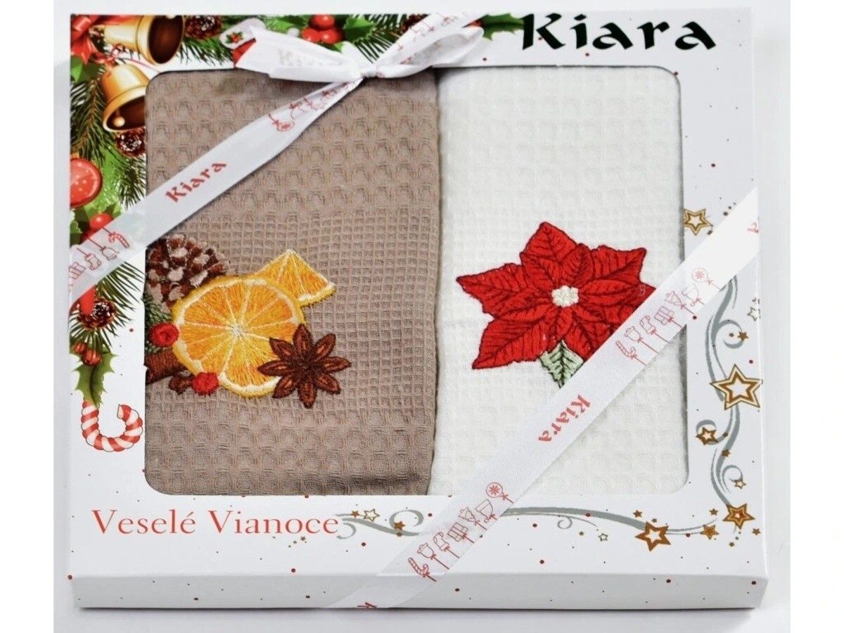 Darčekové balenie 2 ks bavlnených utierok, Snehuliaci a domček 50 x 70 cm