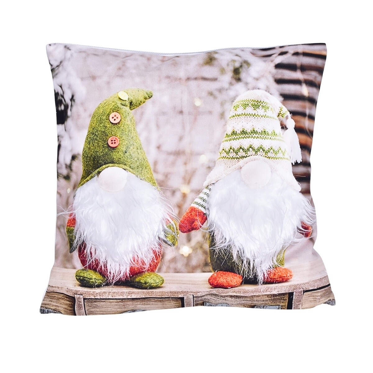 Vianočná 3D návliečka, Dvaja trpaslíci v zelenom, 40 x 40 cm