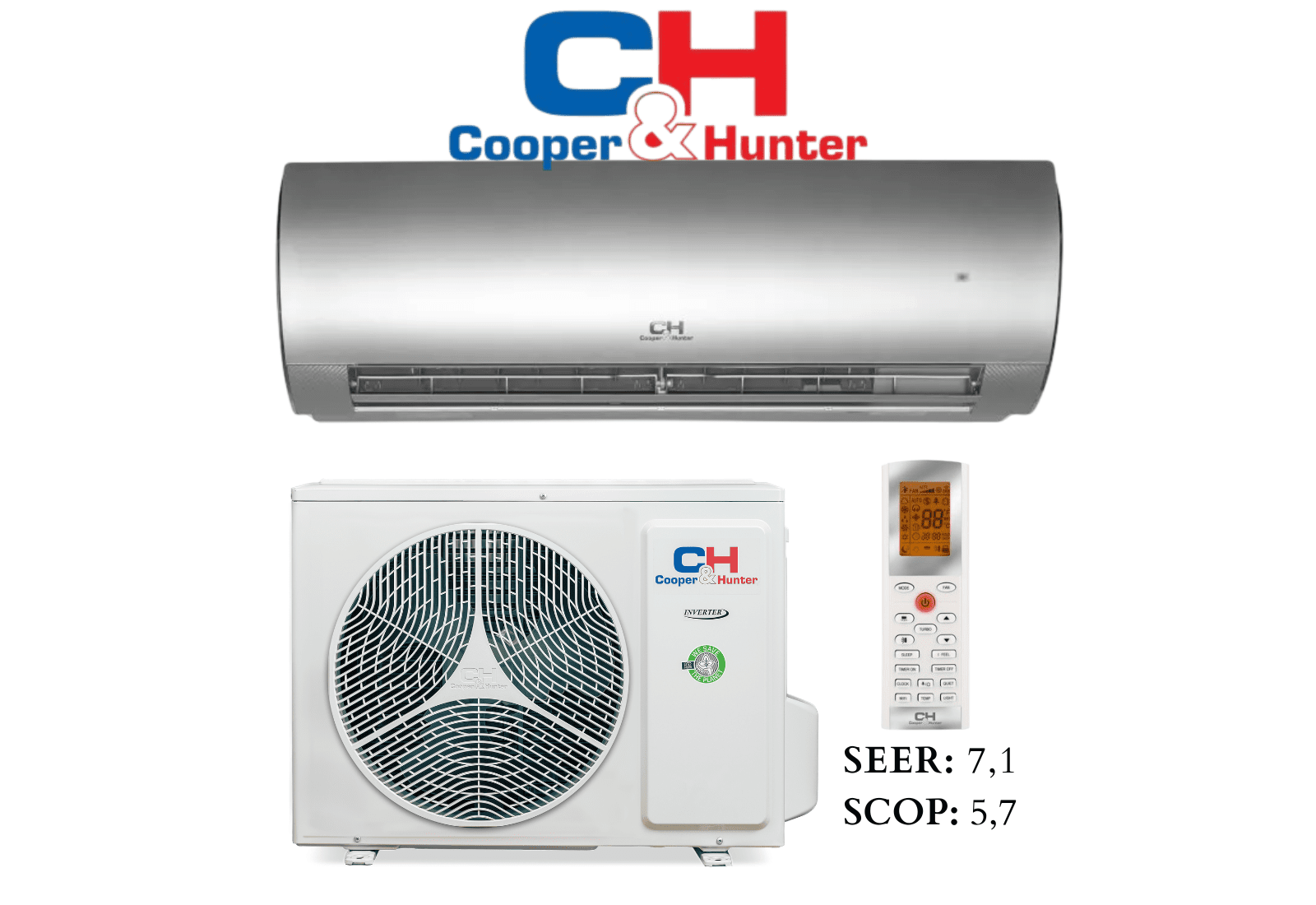 Set nástennej klimatizácie Cooper&Hunter DAYTONA SILVER 5,2 kW CH-S18FTXD2-SC