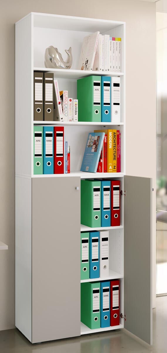 Regál na topánky Lona 2XL s otočnými dverami + polica, sivý