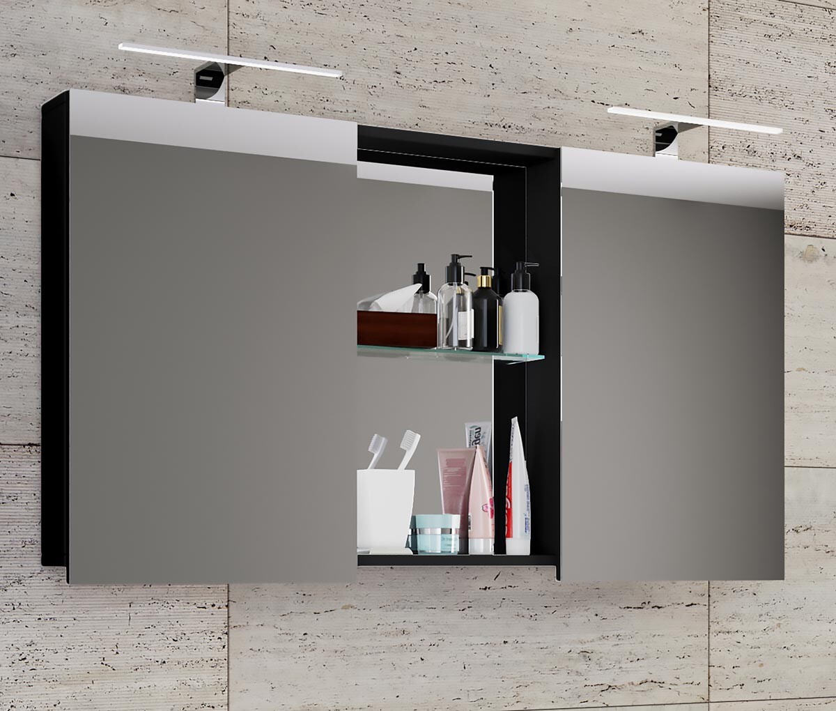 Zrkadlová skrinka Budasi, čierna