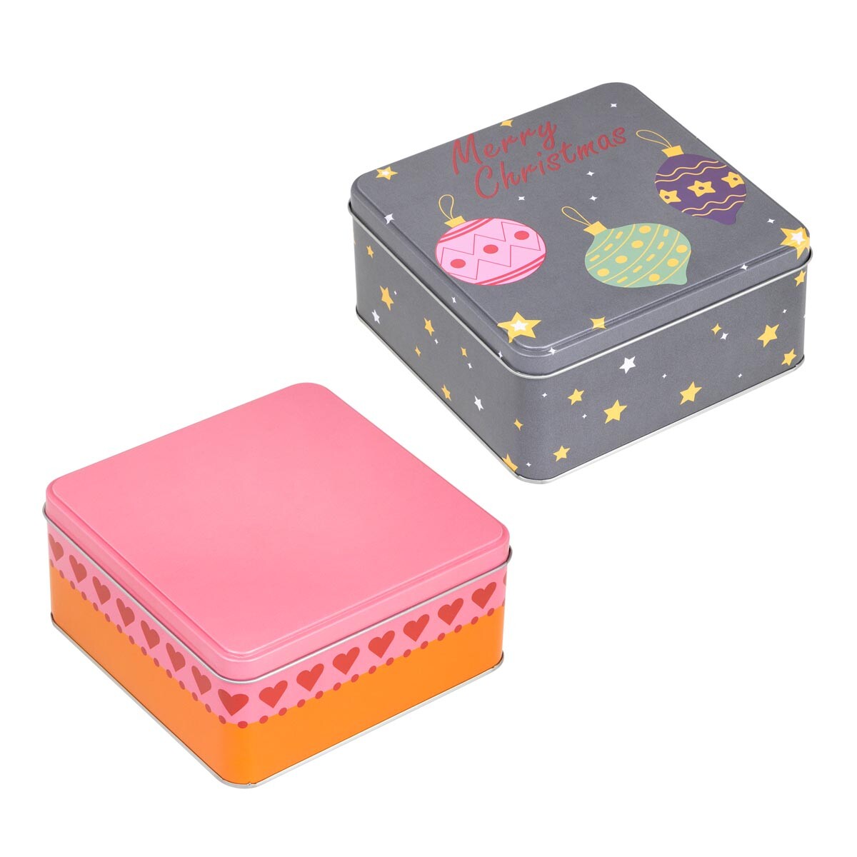 Kovové nádoby na sušienky, štvorcové