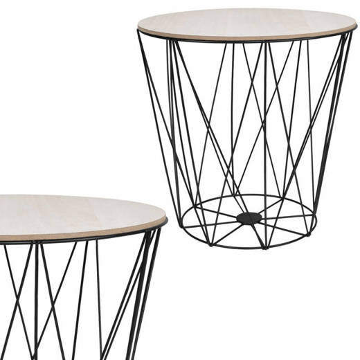 drôtený konferenčný stolík Vintage 39cm - čierny