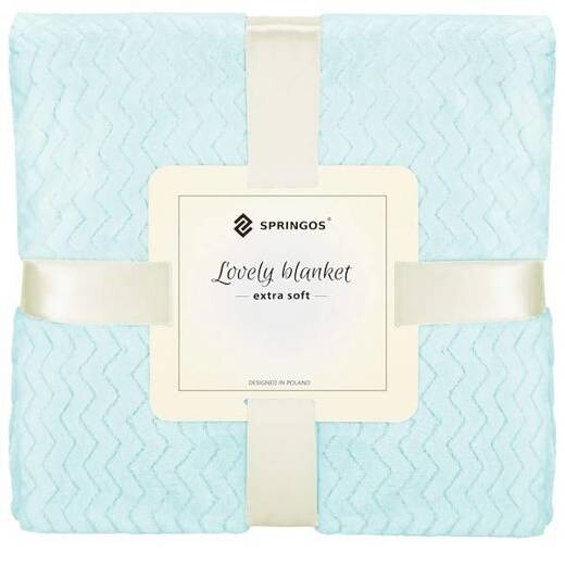 Obojstranná plyšová deka 200x220cm - cik cak - mätová