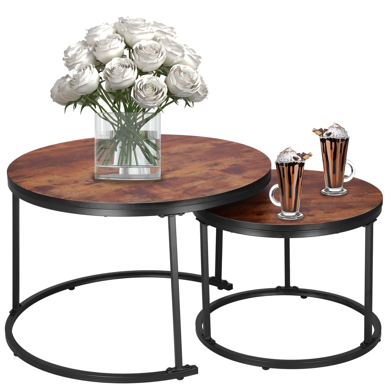 Konferenčné stolíky - 2 ks - okrúhle - 70x47 cm a 50x39,5 cm