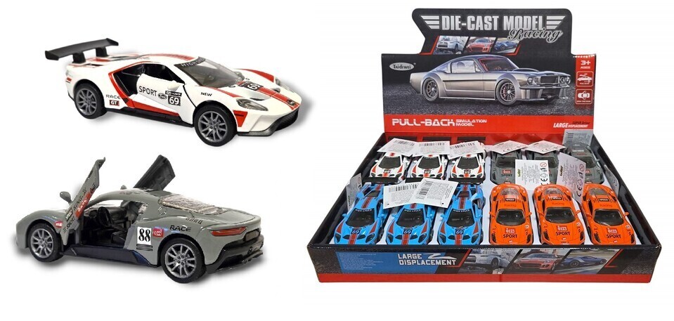 Auto závodné kov 12cm - náhodná