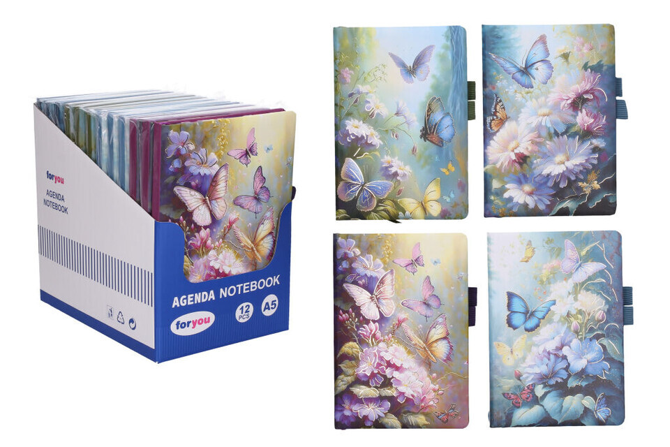 Notes linajkový motýľ 14x21cm 80strán - náhodná