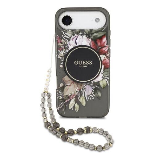 Guess IML Flowers Strap MagSafe Zadní Kryt pro iPhone Air Black