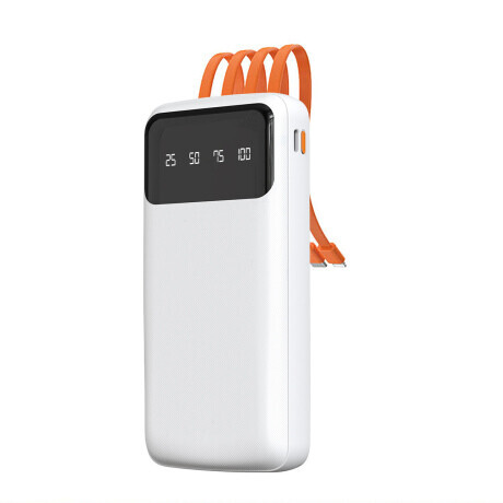Dudao K6Pro Power Bank 10000mAh 2x USB + kábel USB / USB-C / Lightning / Micro USB, biely