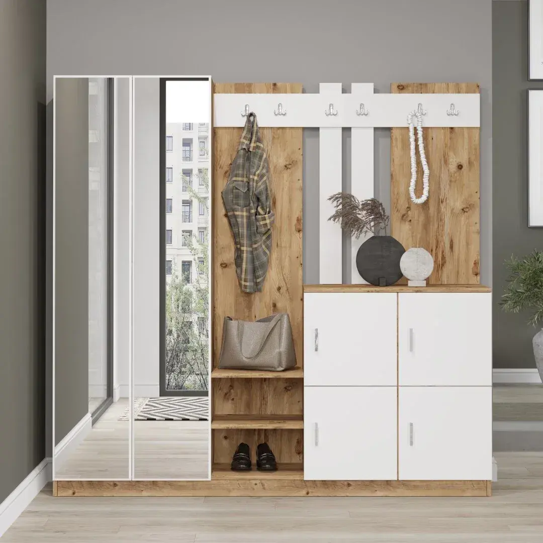 Predsieňová stena Houseland Gibson Atlantická borovica/biela