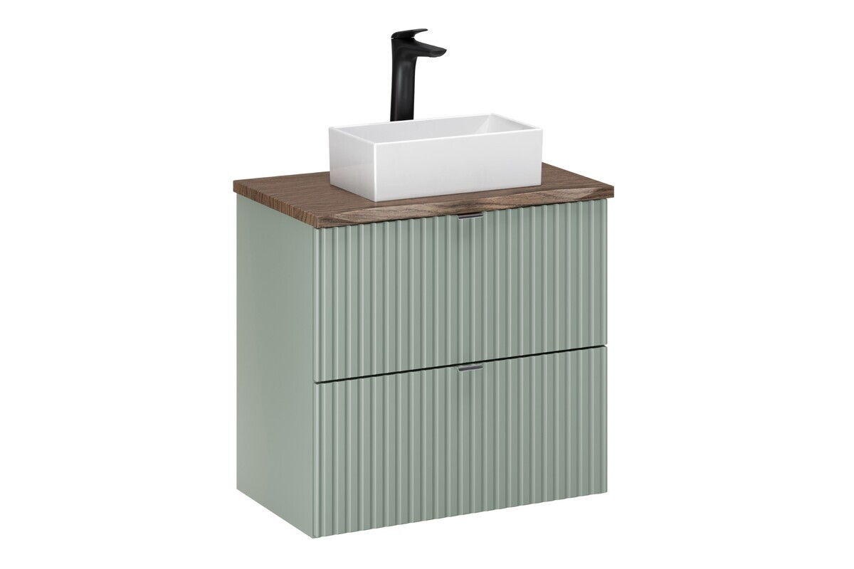 Závěsná skříňka Line Reed Green Gaja s deskou a umyvadlem 60 cm zelená/dub casella