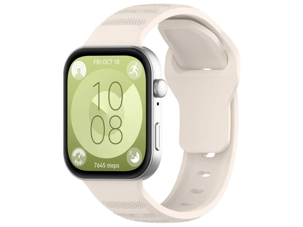 eses Silikonový vzorovaný remínek pro Huawei Watch Fit 3, 4 a 4 Pro - Béžový