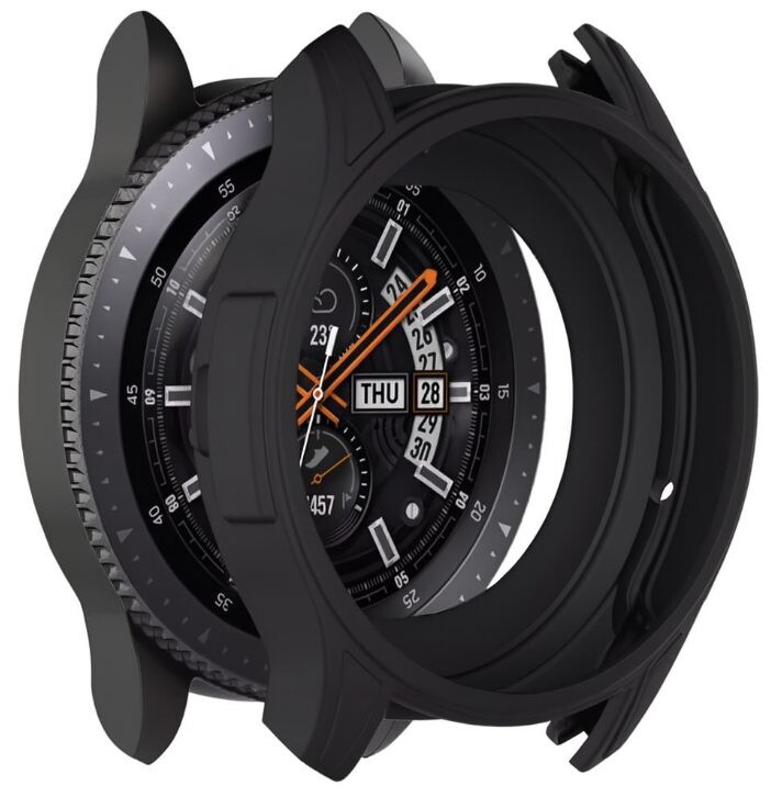 Silikónový rámik pre Samsung Gear S3 a Galaxy Watch 46 mm - čierny