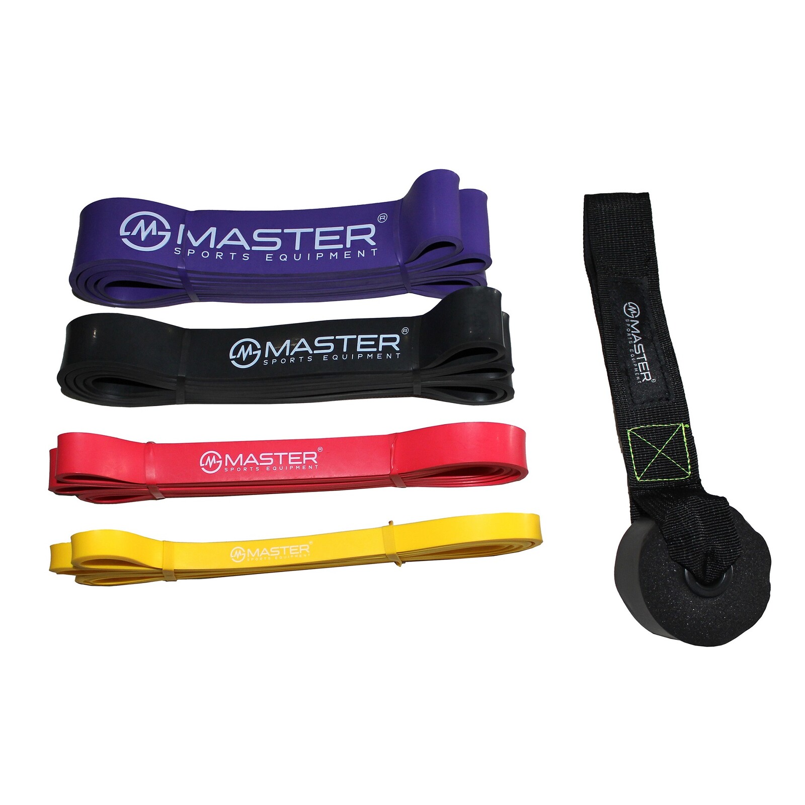 Súprava 4 posilňovacích gúm MASTER Latex Power Band 2-55 kg