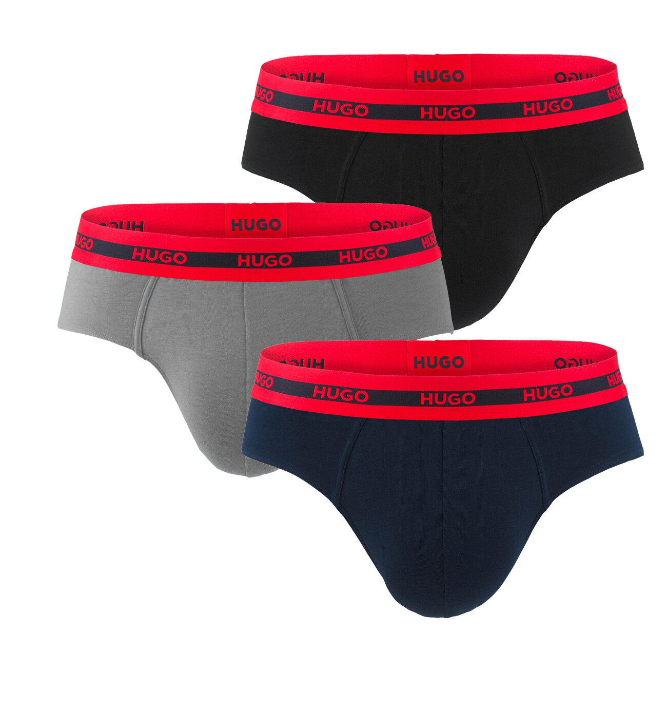 HUGO - slipy 3PACK eco organic cotton in black & blue tones