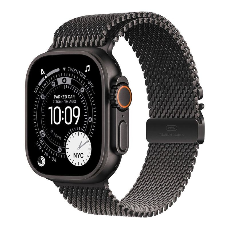 Apple Watch Ultra 3 GPS + Cellular 49mm Black Titanium Case with Black Titanium Milanese Loop - Small MF1N4QCA