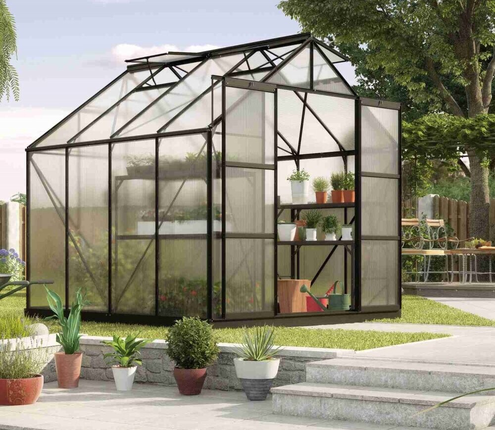 Skleník URANUS 6700 polykarbonát čierny Dekorhome