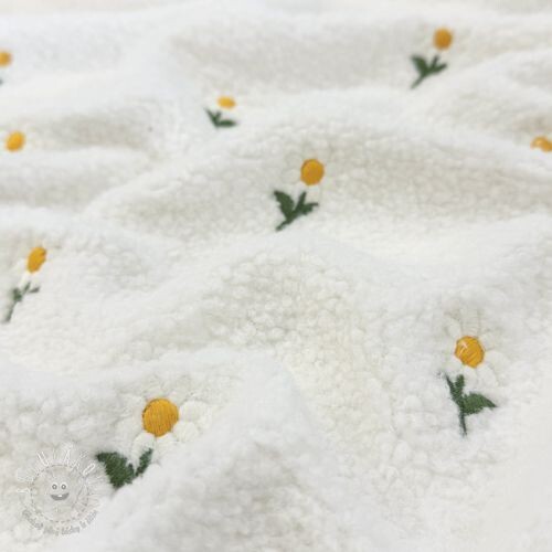 Kabátovina TEDDY EMBROIDERY Flowers off white