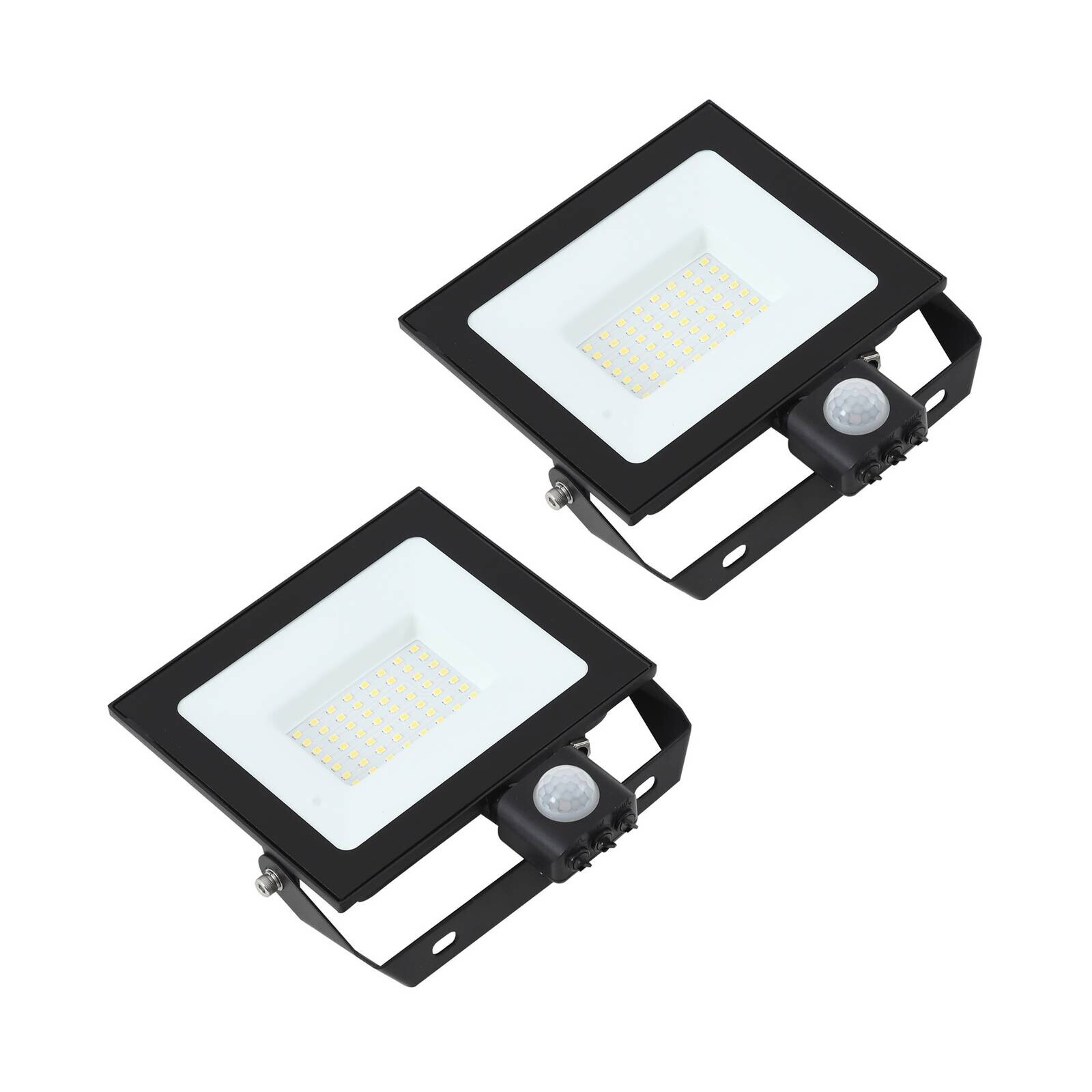 Prios LED reflektor vonkajší Maikel, 50 W, kov, senzor, sada 2 ks