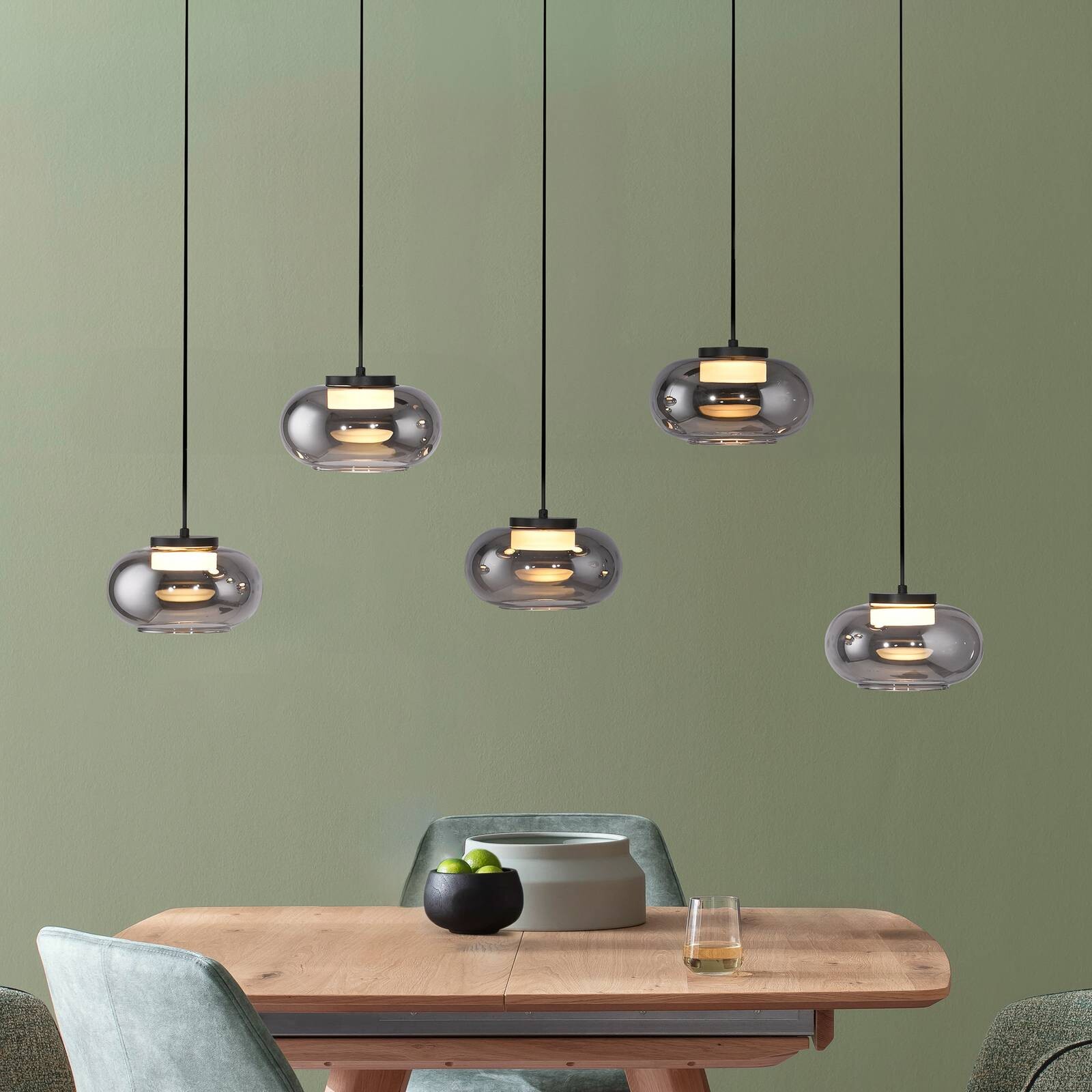 Schöner Wohnen LED závesné svietidlo Sia, 5-pl., dymovo sivá, 3 000 K