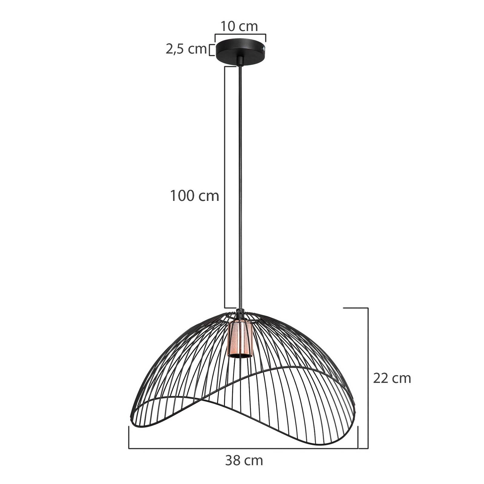 Závesné svietidlo Telma, čierne, Ø 38 cm, kov