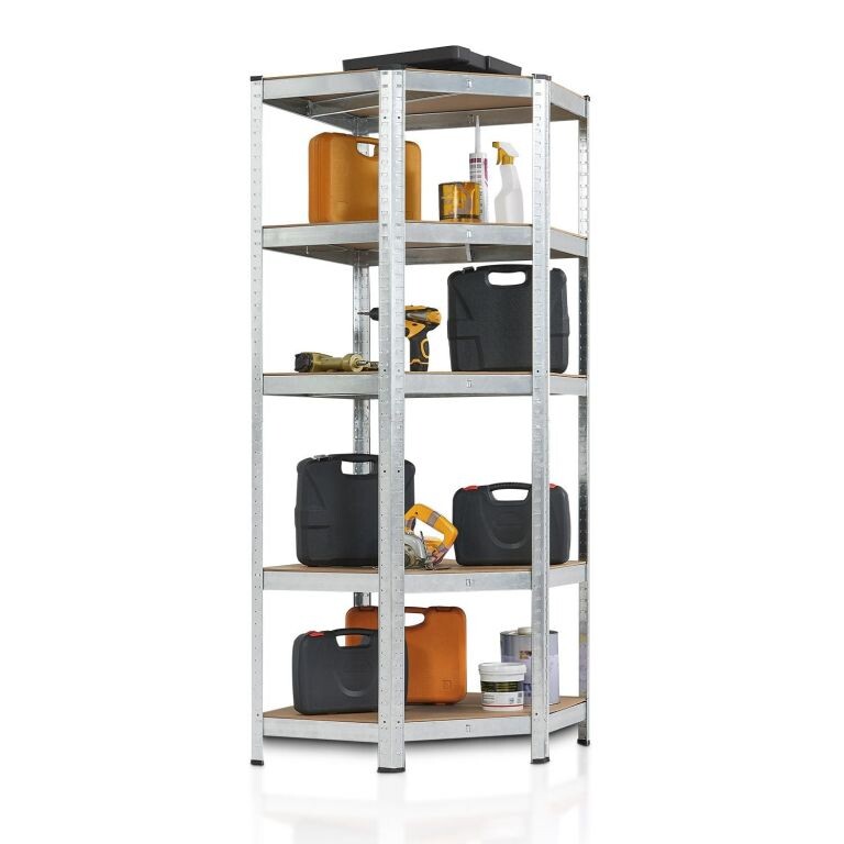 Kovový rohový regál 180x70x40-70 cm, 5 políc, nosnosť 875 kg