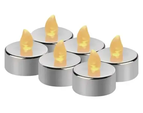 LED sviečky (6 ks) strieborné%