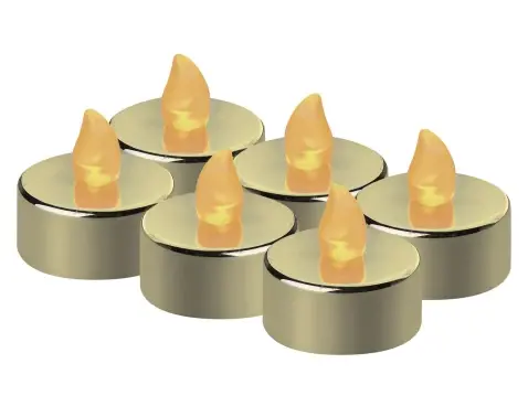 LED sviečky (6 ks) zlaté%