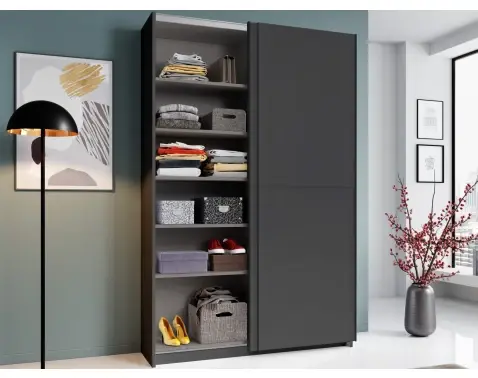 Šatníková skriňa Fast, grafitovo šedá%