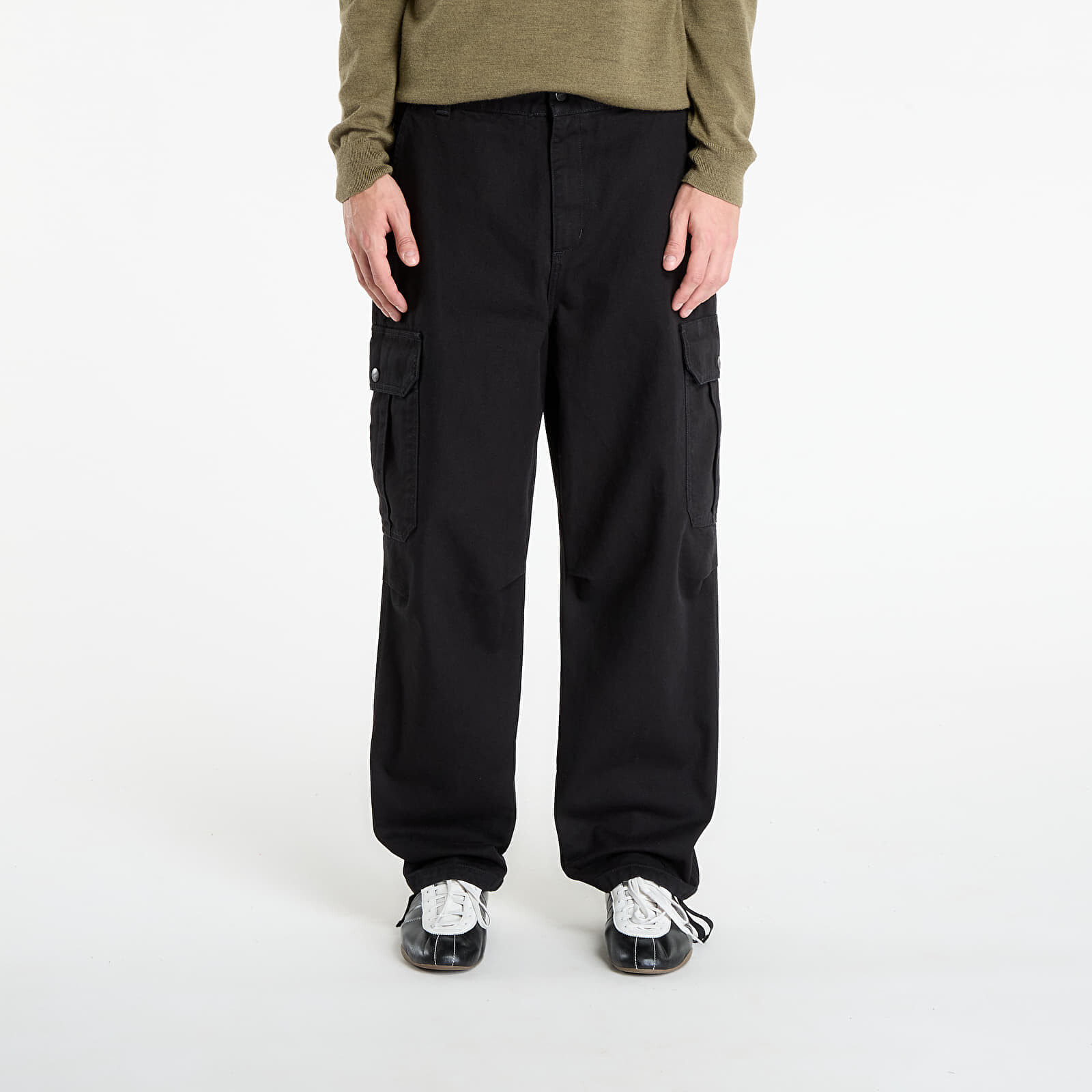 Džínsy Carhartt WIP Stanton Cargo Pant Black Stone Washed L