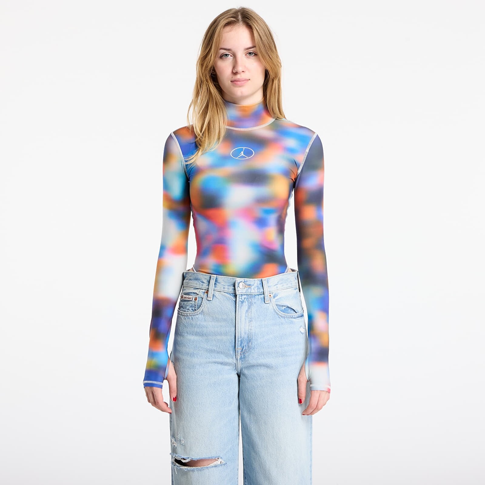 Jordan Flight Mountainside Women's Printed Long-Sleeve Bodysuit Pure Platinum L