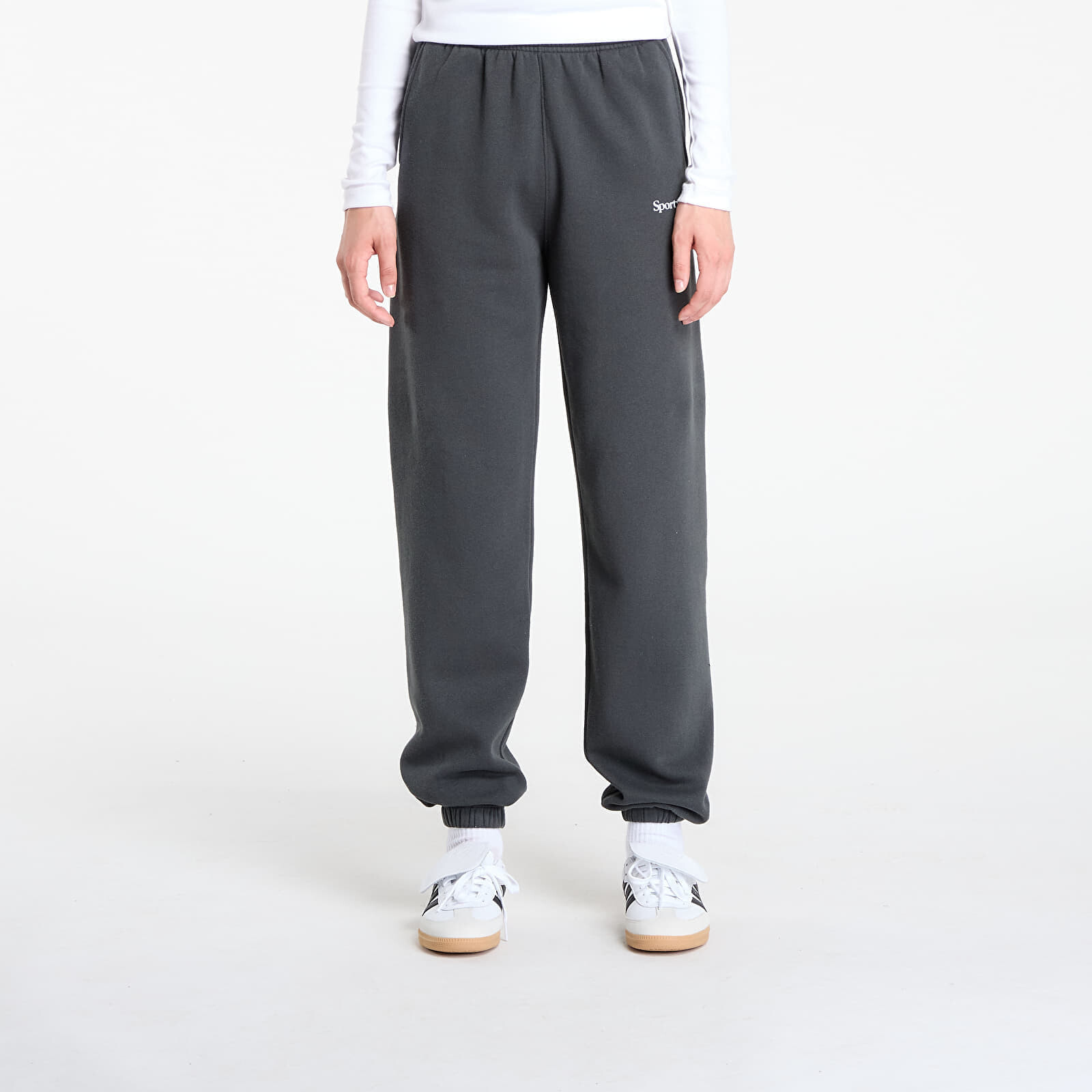 Tepláky Sporty & Rich Serif Logo Soft Sweapant UNISEX Faded Black XS