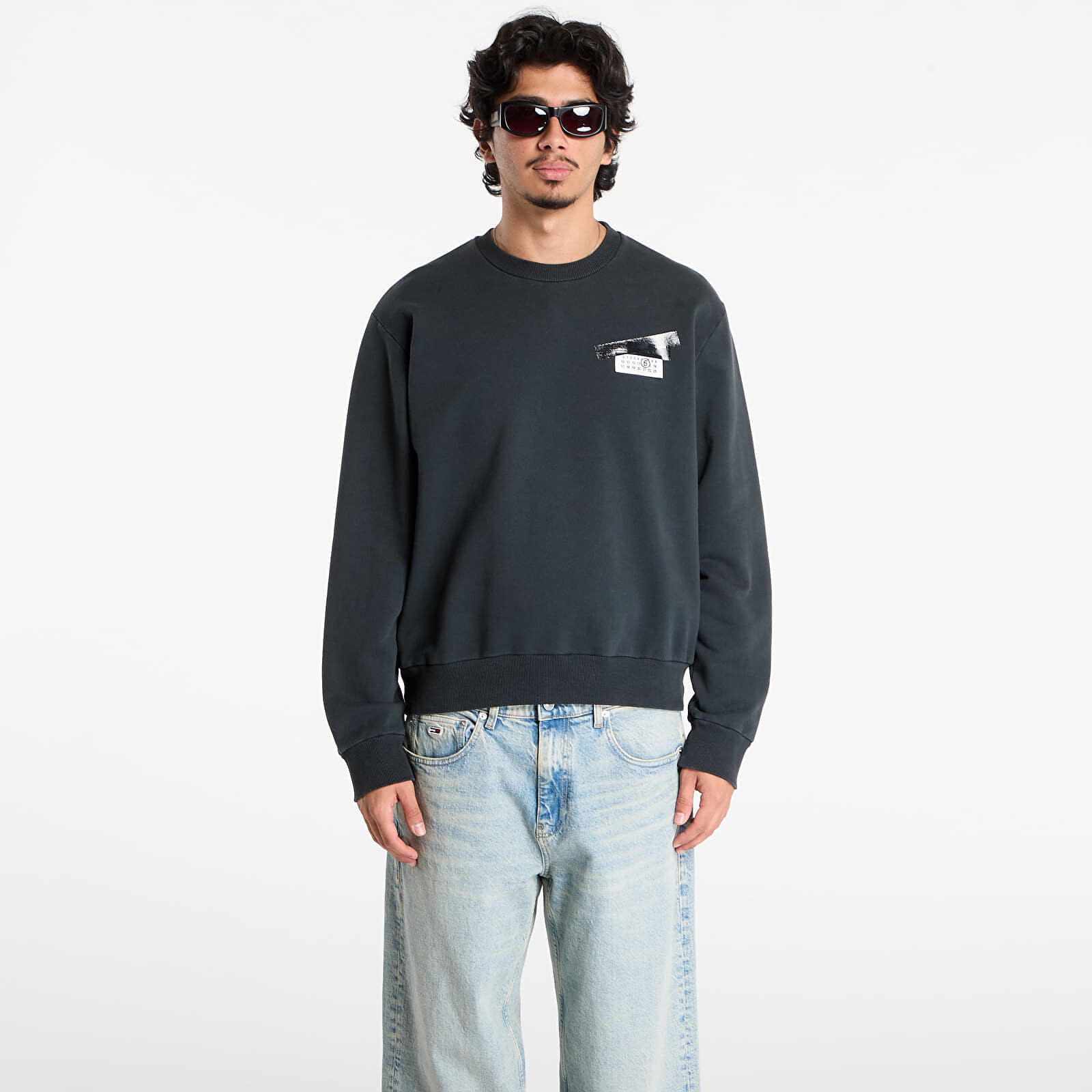 Mikina MM6 Maison Margiela Sweatshirt Washed Black XXL