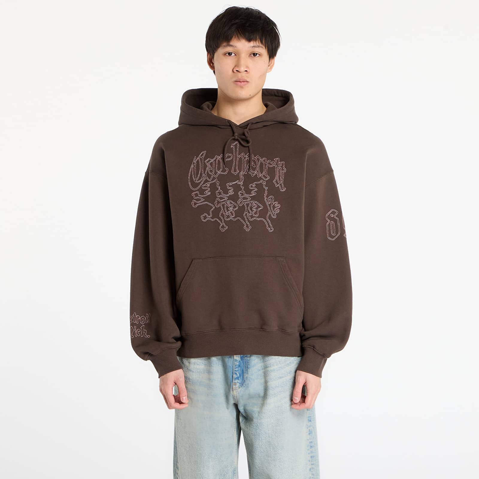 Mikina Carhartt WIP Hooded Hackwork Sweat Vitola/ Glassy Pink L