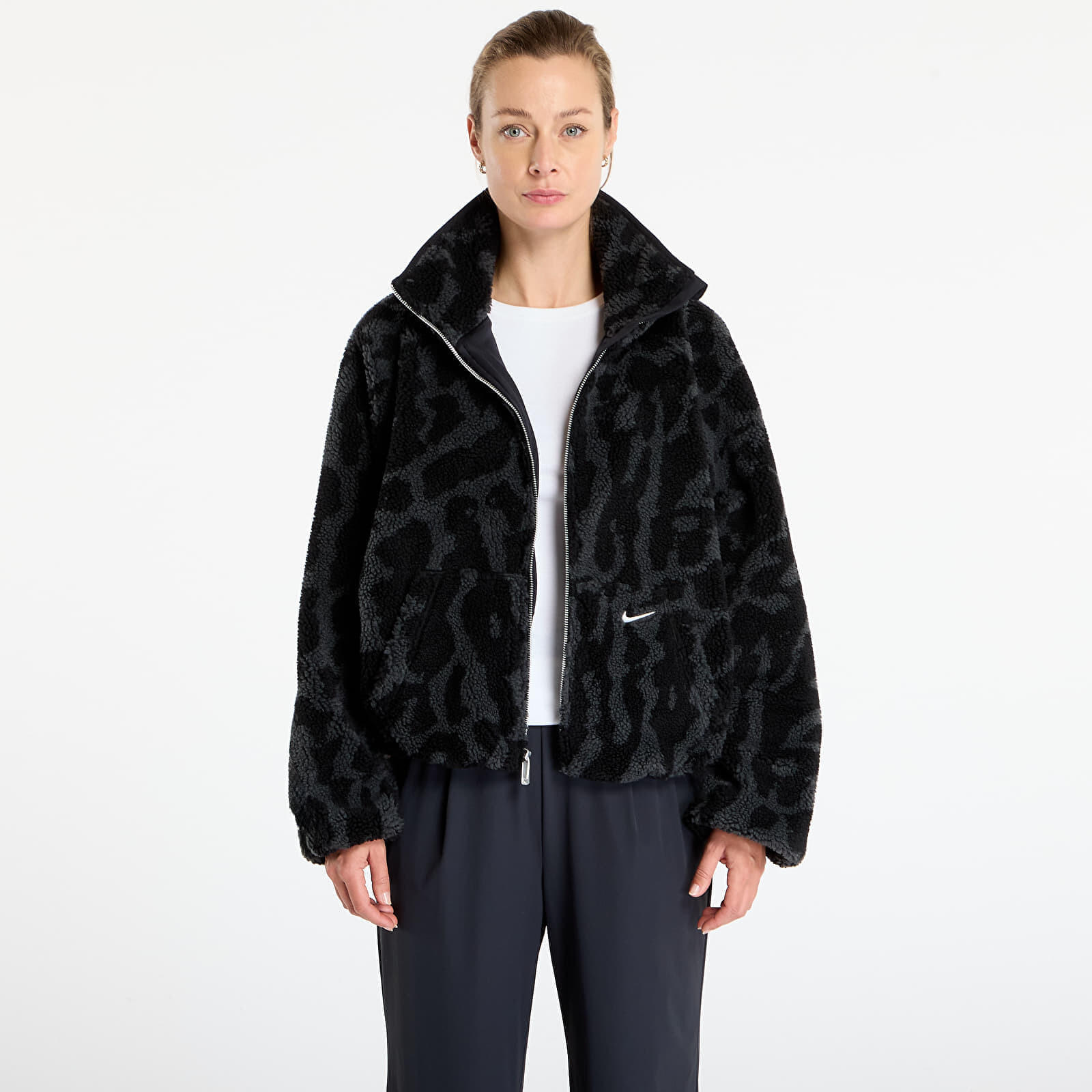 Bunda Nike Sportswear Women's High-Pile Fleece Jacket Black/ Black/ Sail S