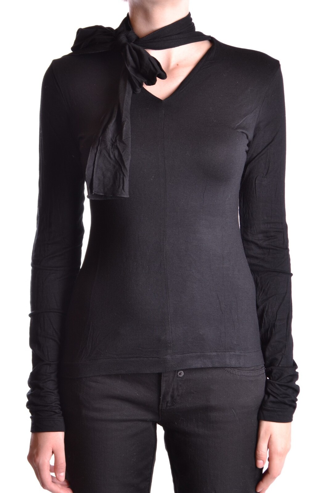 Frankie Morello čierne tričko s dlhým rukávom