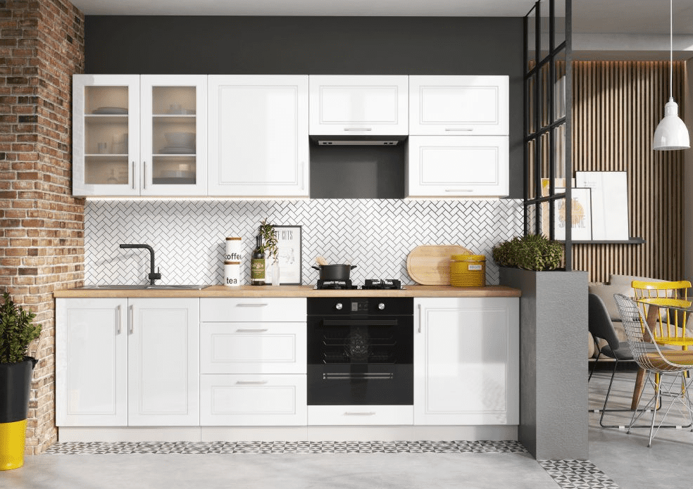 Artstolk Kuchynská linka NATALIA | biely lesk 260 cm