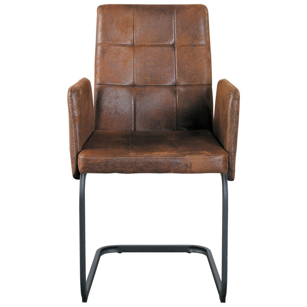 MID.YOU STOLIČKA S PODRÚČKAMI, železo, tkaná textília, hnedá