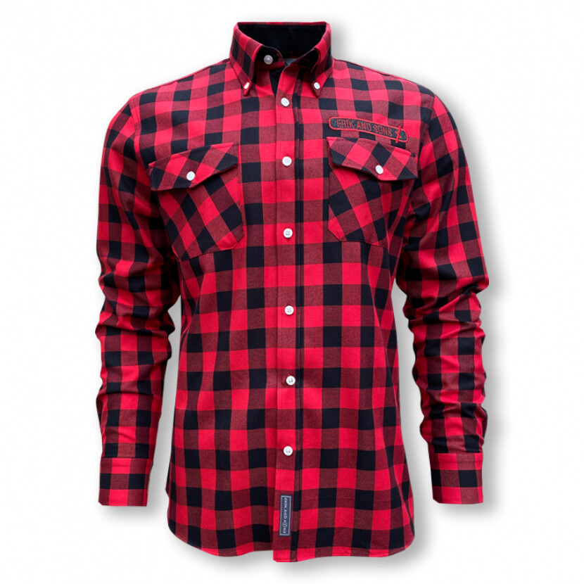 Košeľa pánska Erik and Sons Skovhugger 1/1 - červená-čierna, 4XL