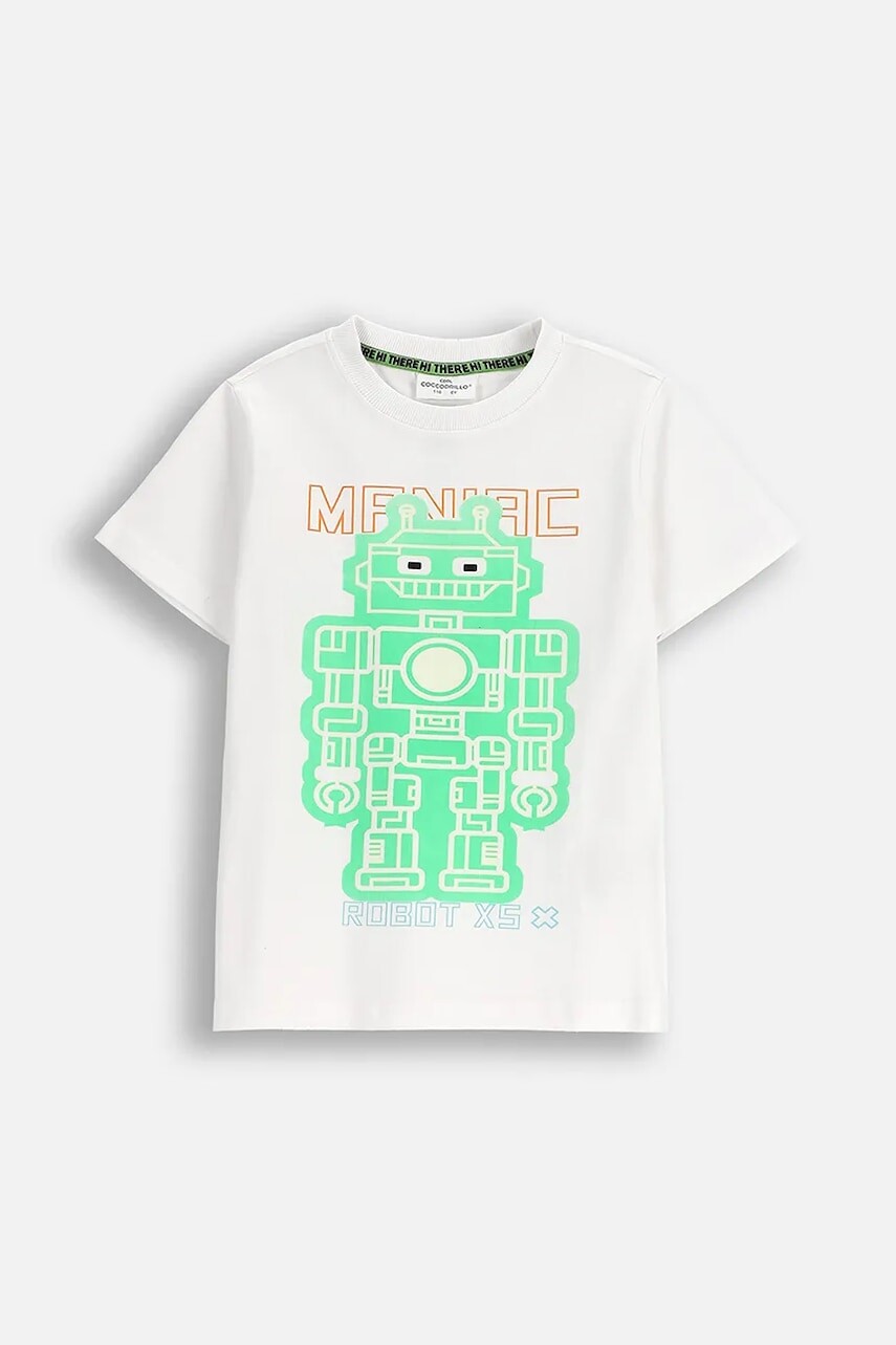 Detské bavlnené tričko Coccodrillo biela farba, s potlačou, X-RAY VISION BOY KIDS