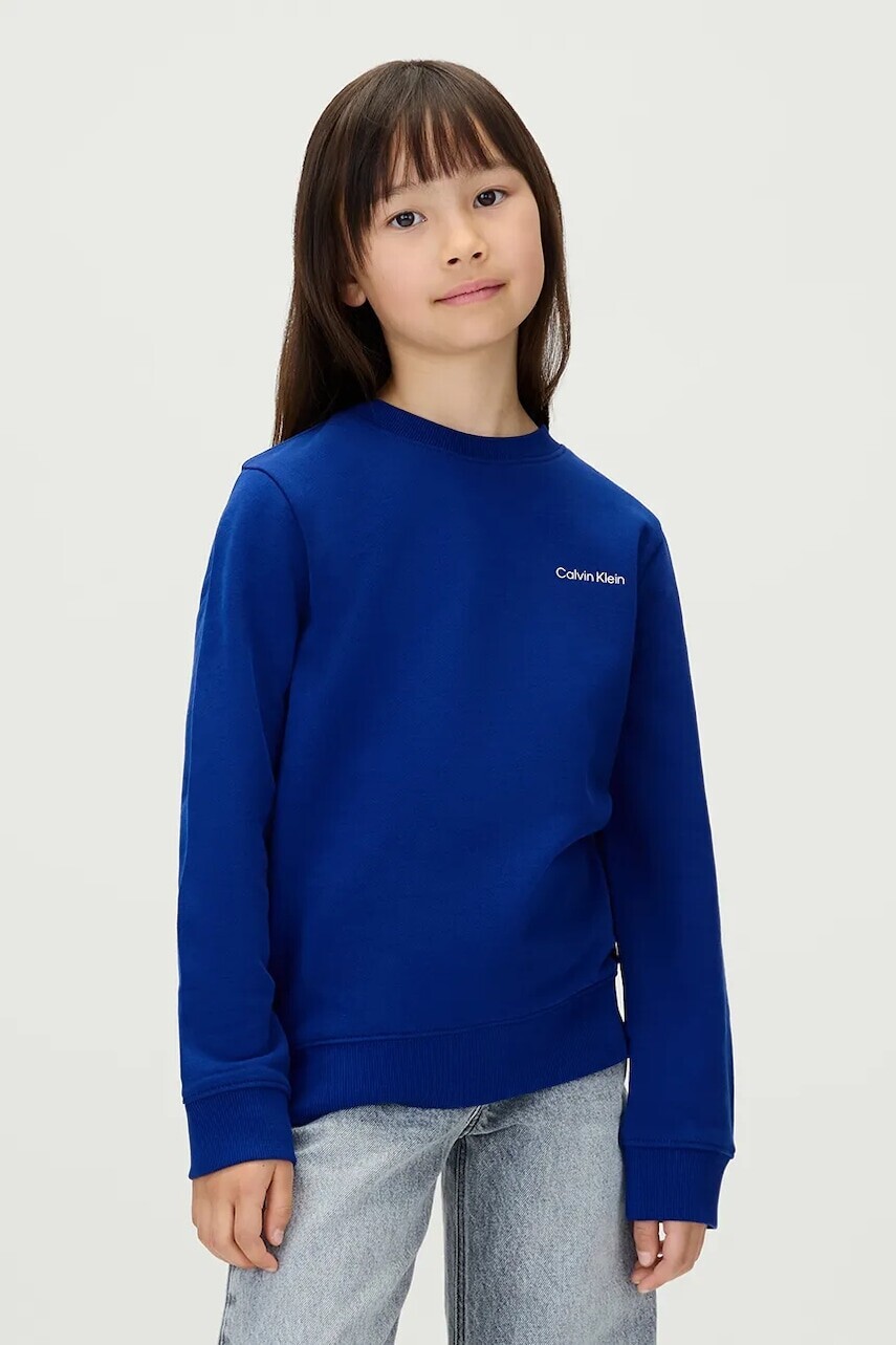 Detská bavlnená mikina Calvin Klein Jeans tmavomodrá farba, jednofarebná, IU0IU00686