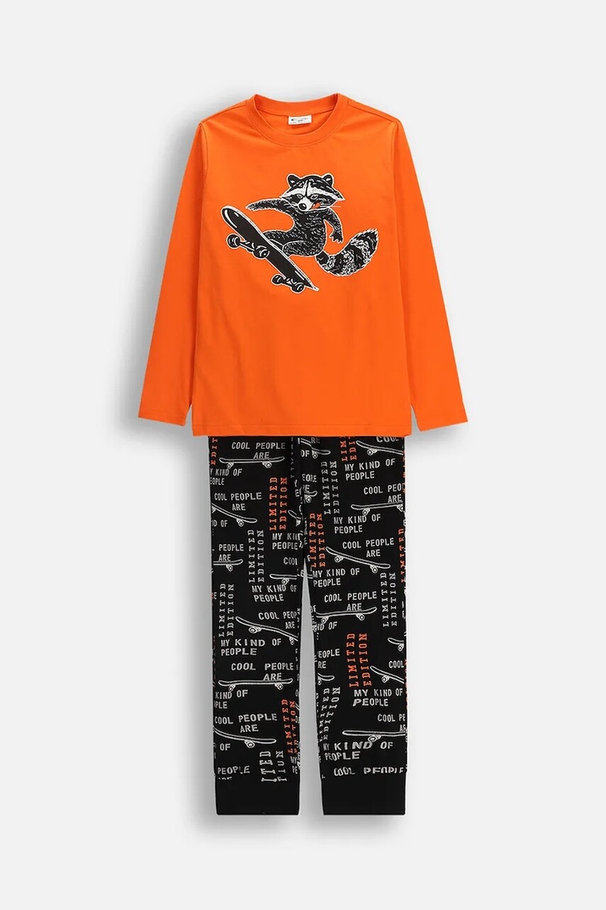 Detská bavlnená pyžamová súprava Coccodrillo oranžová farba, vzorovaná, PYJAMAS