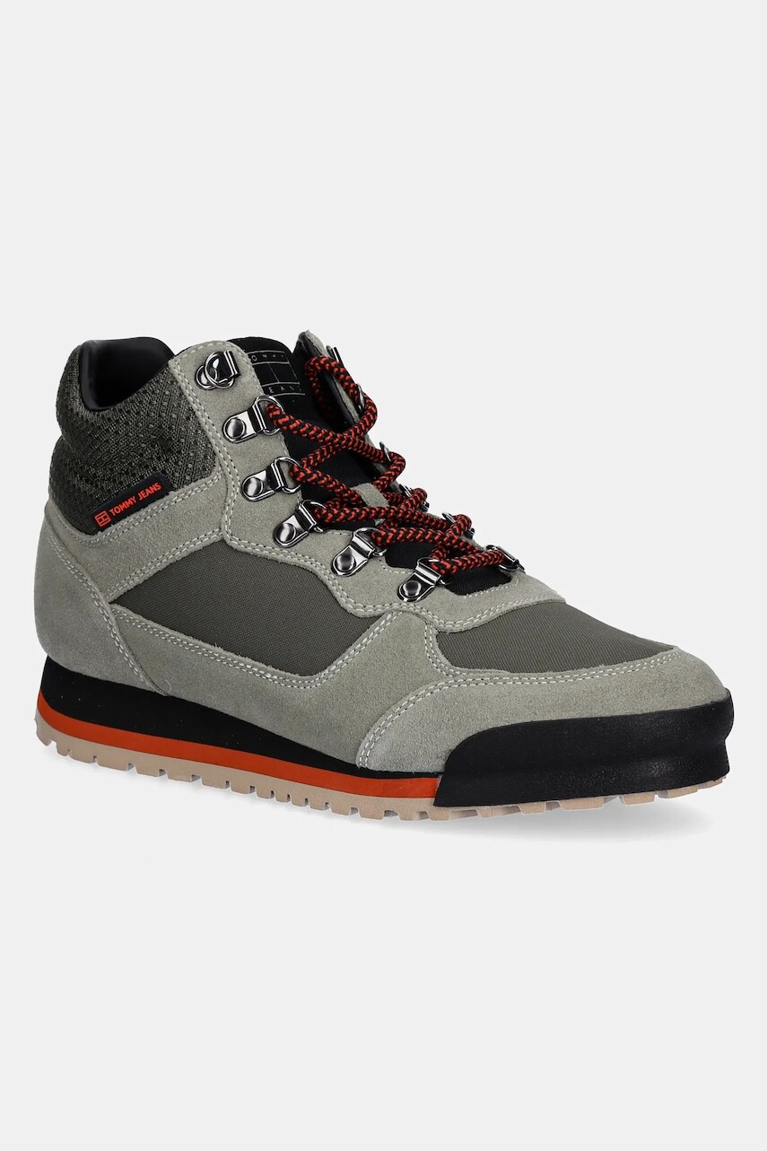 Topánky Tommy Jeans TJM NEW BOOT LOW OUTSOLE zelená farba, EM0EM01641